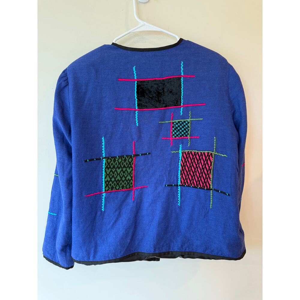 Alex Kim Multicolor Embroidered Patchwork Button … - image 2